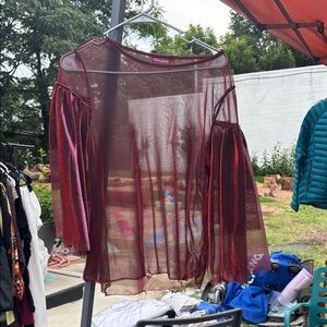 Sheer Burgundy Long Sleeve Top